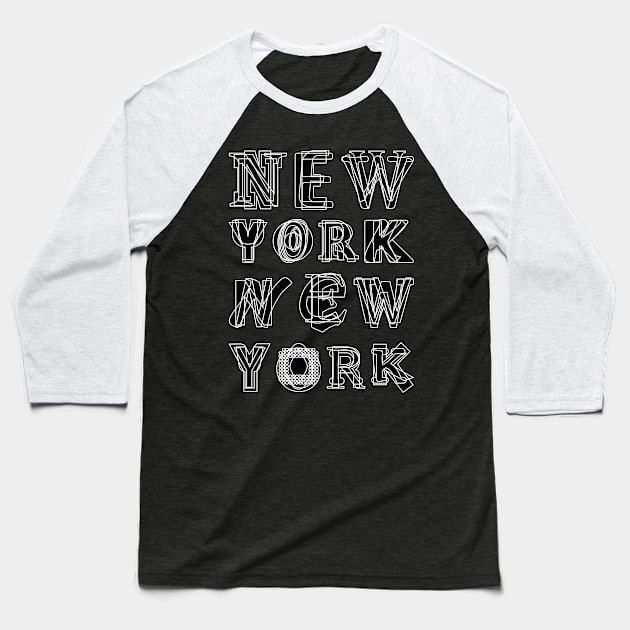 New York City Text Baseball T-Shirt by fimbis